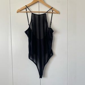 Iris Black Striped Bodysuit